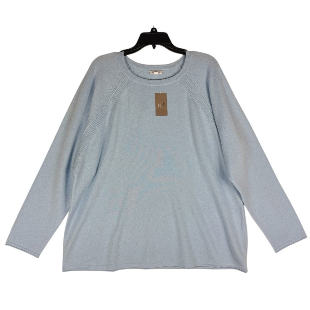 J. Jill Moonstone Blue 100% Cashmere Crew Neck Pullover Sweater Sz 1X 235264 NWT